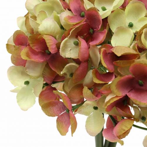 Floristik24 Ramo de hortensias flores artificiales rosa, amarillo 28cm