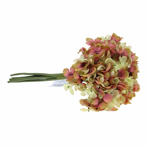 Floristik24 Ramo de hortensias flores artificiales rosa, amarillo 28cm