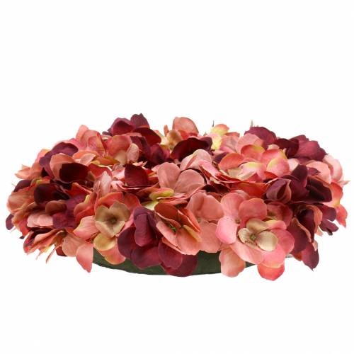 Floristik24 Guirnalda de hortensias Borgoña Ø30cm