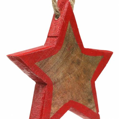 Artículo Decoración navideña estrella de madera naturaleza / rojo 8cm 15pcs