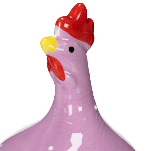 Artículo Figura de pollo de cerámica para decoraciones de Pascua coloridas en el salón y en las mesas, 10,5 cm, 4 piezas