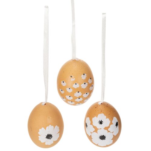 Decoración colgante de huevo de Pascua, primavera, Pascua, huevos de gallina reales, natural, 6 cm, 6 piezas