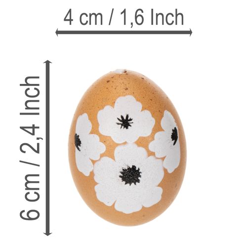 Artículo Decoración colgante de huevo de Pascua, primavera, Pascua, huevos de gallina reales, natural, 6 cm, 6 piezas