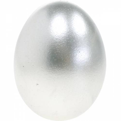 Artículo Huevos de gallina Decoración de Pascua de plata Huevos soplados 10 piezas
