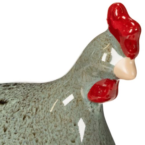 Artículo Figura decorativa de pollo de cerámica para salón con diseño rústico y forma abstracta, 13cm, 2 piezas