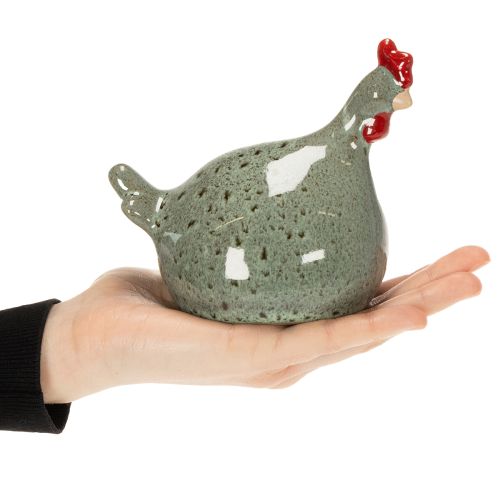 Artículo Figura decorativa de pollo de cerámica para salón con diseño rústico y forma abstracta, 13cm, 2 piezas