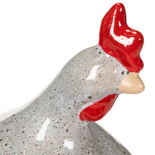 Artículo Figura de pollo de cerámica, diseño divertido para una decoración elegante del hogar, 16 cm, 2 piezas