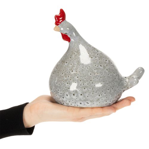 Artículo Figura de pollo de cerámica, diseño divertido para una decoración elegante del hogar, 16 cm, 2 piezas