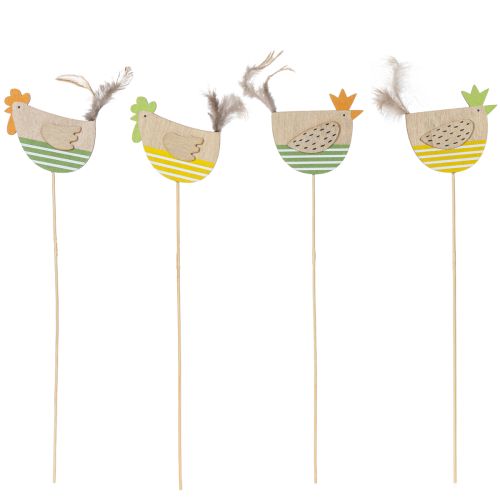 Artículo Estacas de pollo con diseño de Pascua para una alegre decoración primaveral, 7 cm, 12 piezas