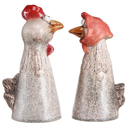 Artículo Pollos decorativos de cerámica Gallo y gallina de Pascua Al. 20/22 cm 2 piezas