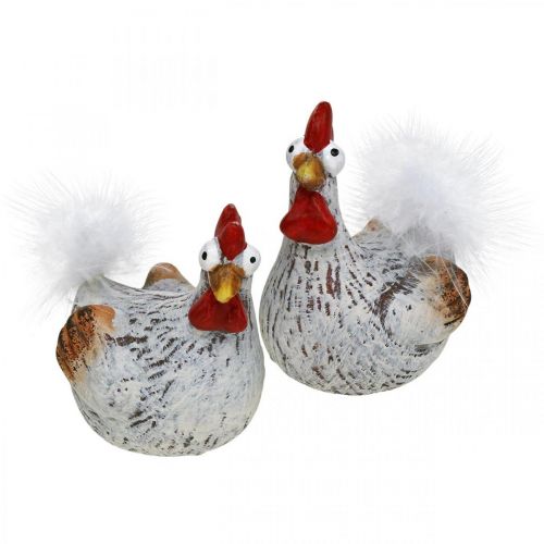 Floristik24 Pascua Gallinas Pollo Divertido Pollos Deco Cerámica 4pcs