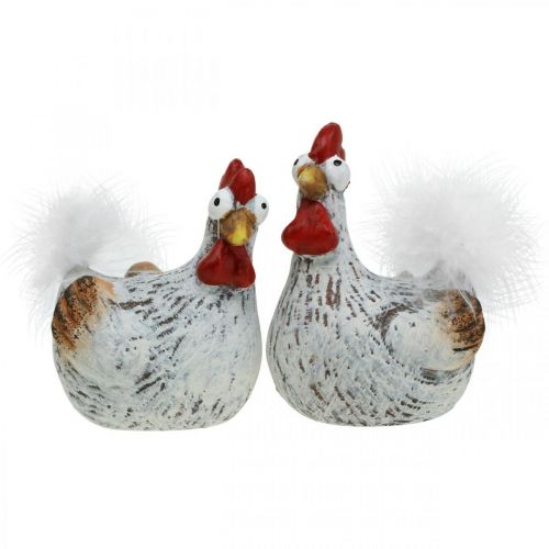 Floristik24 Pascua Gallinas Pollo Divertido Pollos Deco Cerámica 4pcs