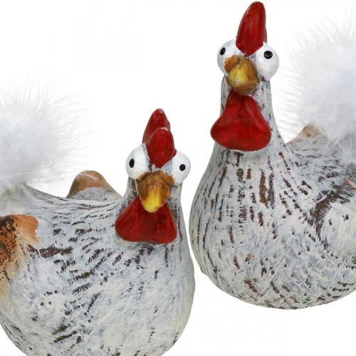 Floristik24 Pascua Gallinas Pollo Divertido Pollos Deco Cerámica 4pcs
