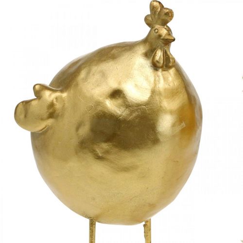 Floristik24 Pollo dorado decoración cocina Pascua decoración H21.5cm 2pcs