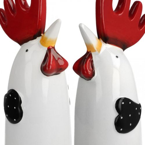 Artículo Gallo de cerámica decoración de cocina pollo blanco H23cm 2 piezas