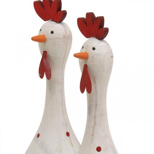 Floristik24 Gallina decorativa madera blanca figura decorativa Pascua Ø5cm H15cm 2pcs