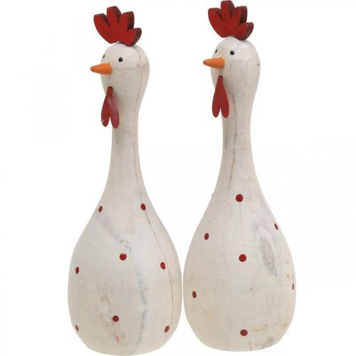 Floristik24 Gallina decorativa madera blanca figura decorativa Pascua Ø5cm H15cm 2pcs