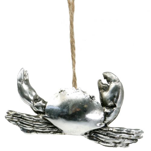 Floristik24 Deco cangrejo y langosta para colgar plata antigua 9cm 2uds
