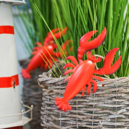 Floristik24 Colgador de langosta metal rojo 11,5x21,5cm 3 piezas