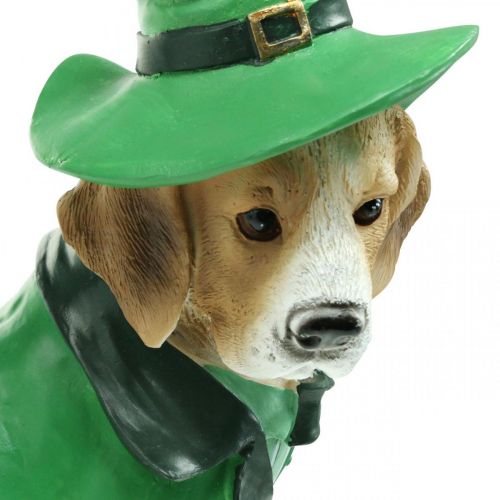 Artículo Beagle con sombrero Día de San Patricio Perro con traje Decoración de jardín Hound H24.5cm