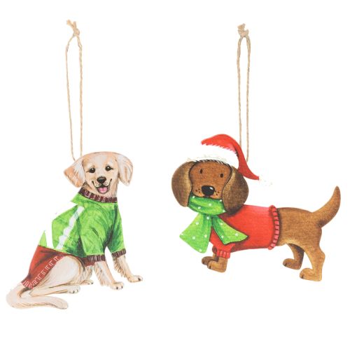 Adorno navideño de perro, adorno colgante decorativo, perro con bufanda y gorro, 12 cm, 2 piezas comprar | Floristik24.es