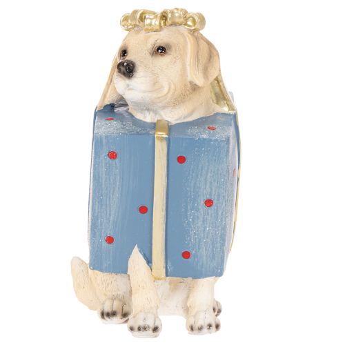 Figura decorativa de perro, cachorro sentado, en caja de regalo, 20 cm. | Floristik24.es