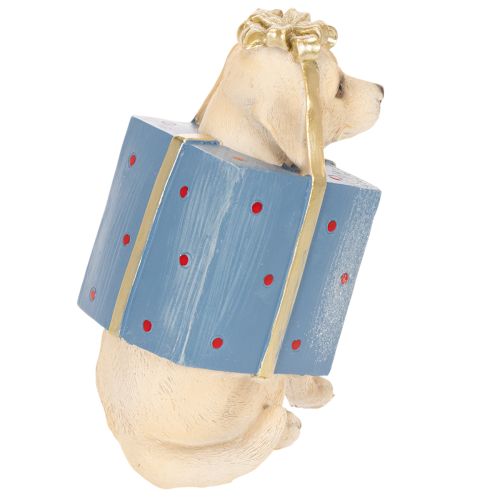Figura decorativa de perro, cachorro sentado, en caja de regalo, 20 cm. | Floristik24.es