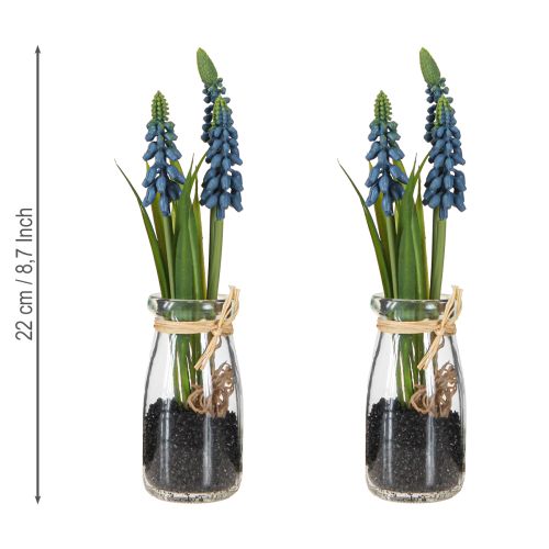 Artículo Jacinto artificial Perla jacinto azul en cristal H22cm 2uds