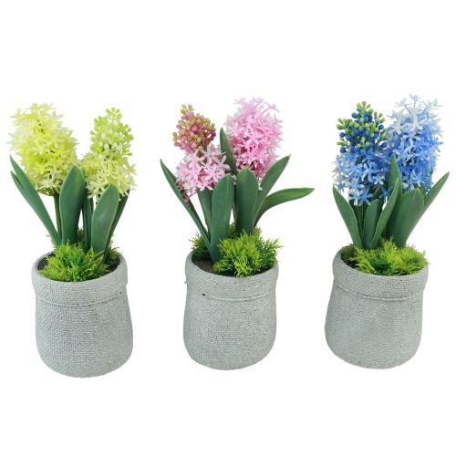 Artículo Jacinto artificial en maceta amarillo rosa azul H23cm 3ud