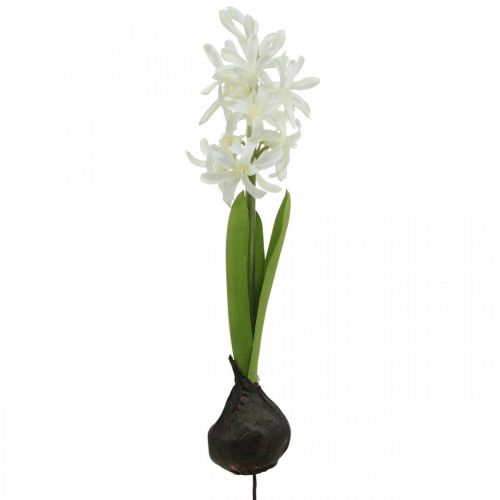 Floristik24 Jacinto artificial con bulbo flor artificial blanca para pegar 29cm