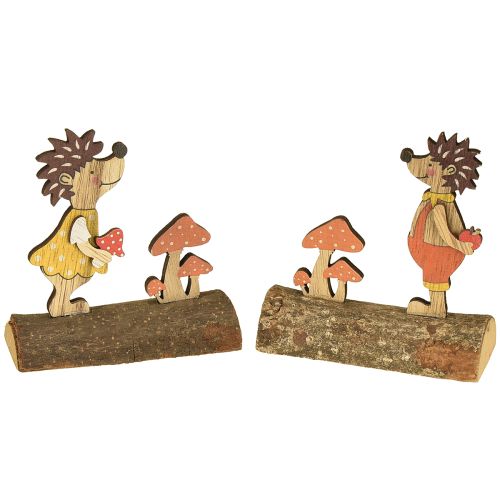 Floristik24 Figura de otoño de erizo con setas, erizo de madera amarillo/naranja (alto 11 cm), juego de 6