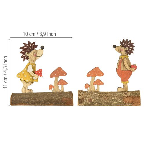 Artículo Figura de otoño de erizo con setas, erizo de madera amarillo/naranja (alto 11 cm), juego de 6