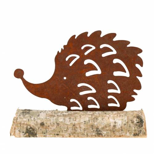 Floristik24 Pátina de erizo en la base de madera 14,5 cm x 17,5 cm