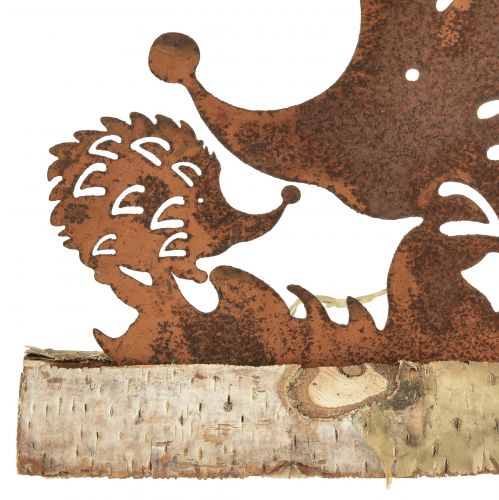 Floristik24 Familia erizo decoración óxido pátina otoñal 38x4,5x13,5cm