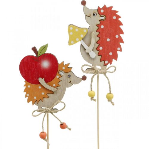 Floristik24 Erizo de palo de flores, decoración de madera, figura de otoño H9.5cm L32cm 12pcs