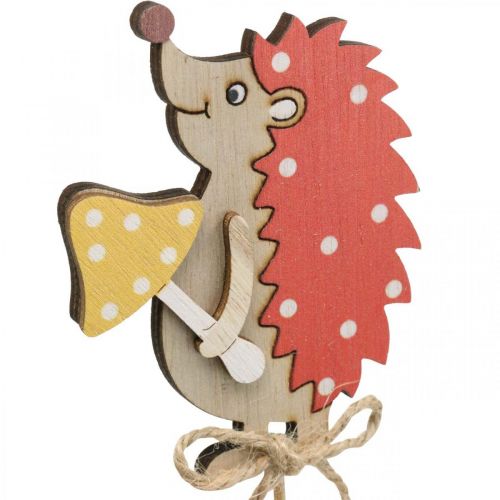 Floristik24 Erizo de palo de flores, decoración de madera, figura de otoño H9.5cm L32cm 12pcs