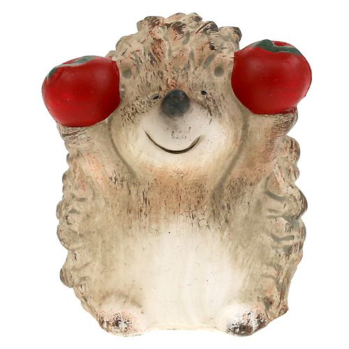 Floristik24 Figura de cerámica erizo con manzana marrón 7.5cm