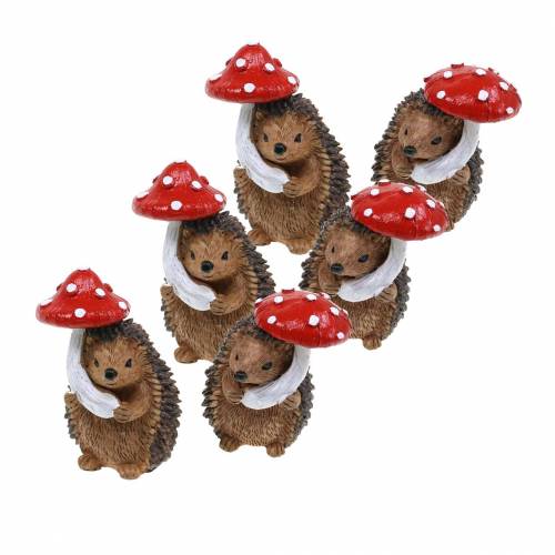 Floristik24 Figura de otoño erizo con seta H7cm 6pcs