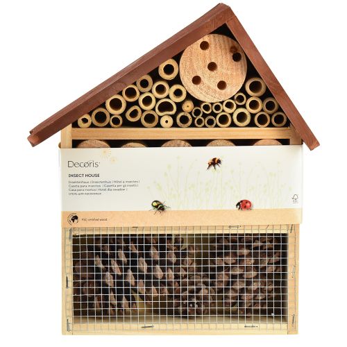 Artículo Hotel para insectos Casa para insectos marrón Madera 25cmx8,5cmx32cm
