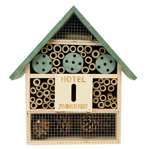 Floristik24 Insect Hotel Casa de insectos de madera verde natural 26,5x9x31cm