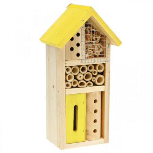 Caja nido para jardín de insectos de madera amarilla para hotel de insectos Al 26cm