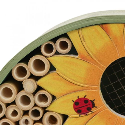 Floristik24 Insect Hotel Casa de Insectos Redonda de Madera Girasol Verde Ø25cm