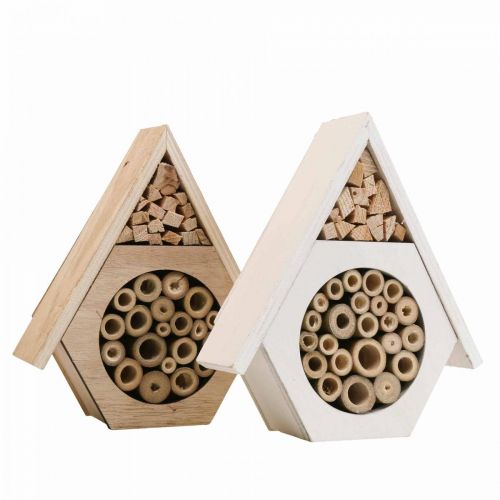 Insecto Hotel Panal Abeja Hotel Madera Blanco Natural H18.5cm 2pcs