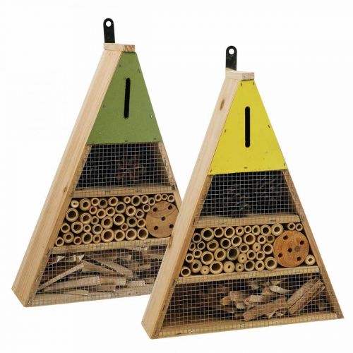 Floristik24 Insect Hotel Insect House Madera Verde Amarillo 30,5x39cm