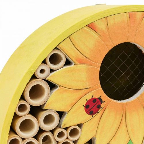 Floristik24 Insect Hotel Casa de Insectos Redonda de Madera Amarillo Girasol Ø25cm