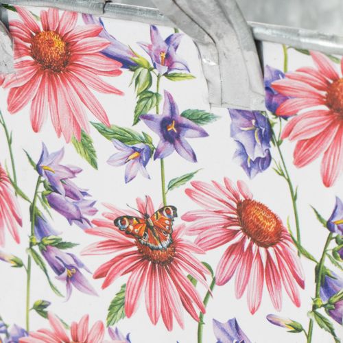 Artículo Jardinera de primavera, caja de flores, decoración metálica, 20×12,5×10cm