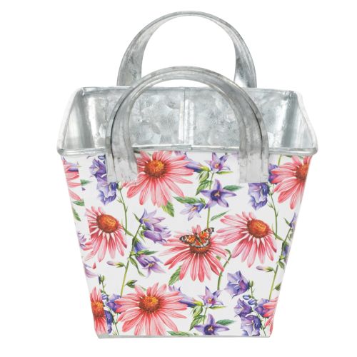 Artículo Jardinera de primavera, caja de flores, decoración metálica, 20×12,5×10cm