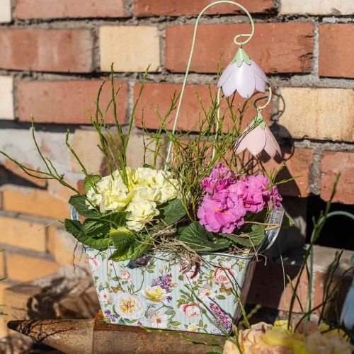 Floristik24 Jardinera jardinera rosa decoración metal 20×12,5×10cm