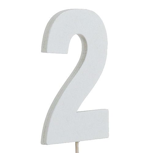 Floristik24 Número de aniversario "2" en el personal blanco L27cm 10pcs