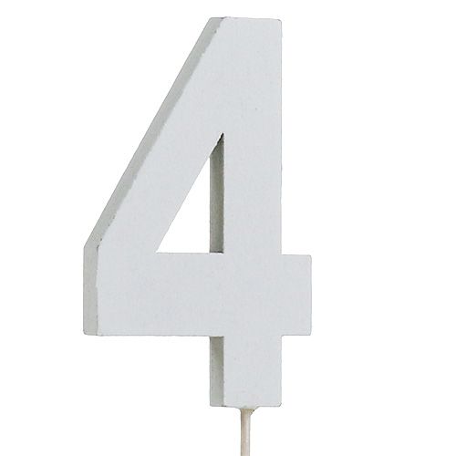 Floristik24 Número de aniversario "4" en el personal blanco L27cm 10pcs